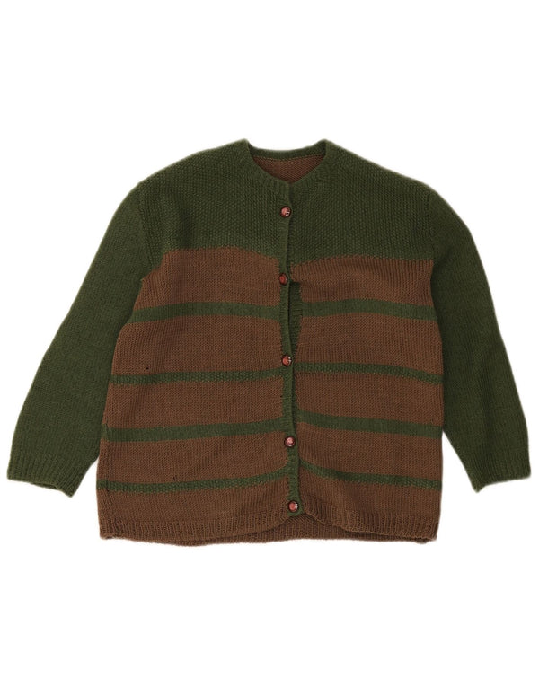 Vintage Mädchen Strickjacke Pullover 11-12 Jahre braun gestreift