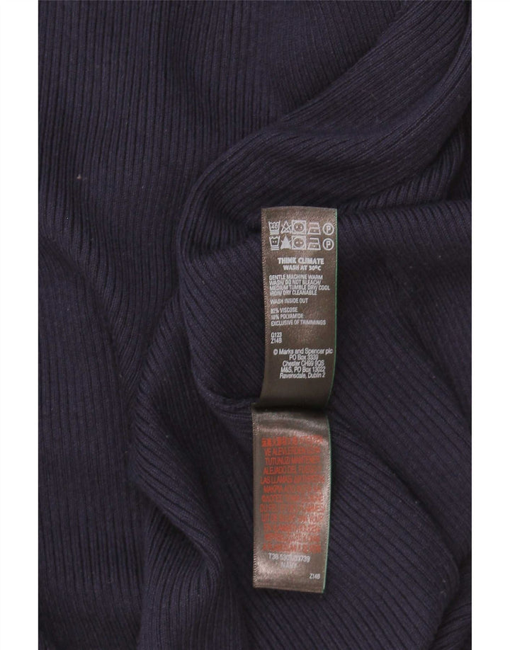 Marks & Spencer Womens Open Cardigan Sweater UK 14 Large Navy Blue Viscose