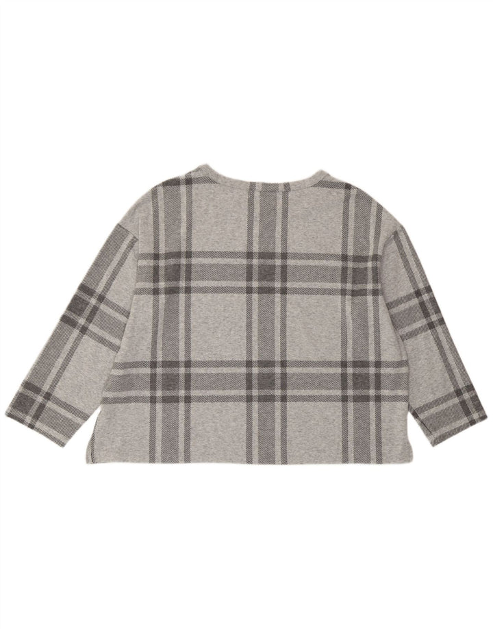 Marks & Spencer Womens Crop Top 3/4 Sleeve UK 20 2XL Grey Plaid Polyester