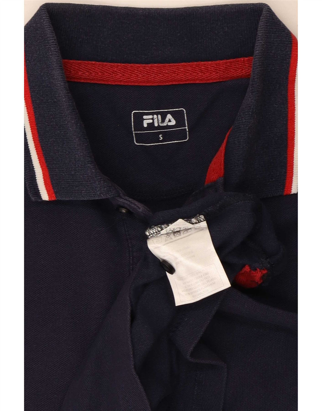Fila Mens Polo Shirt Small Navy Blue Striped Cotton