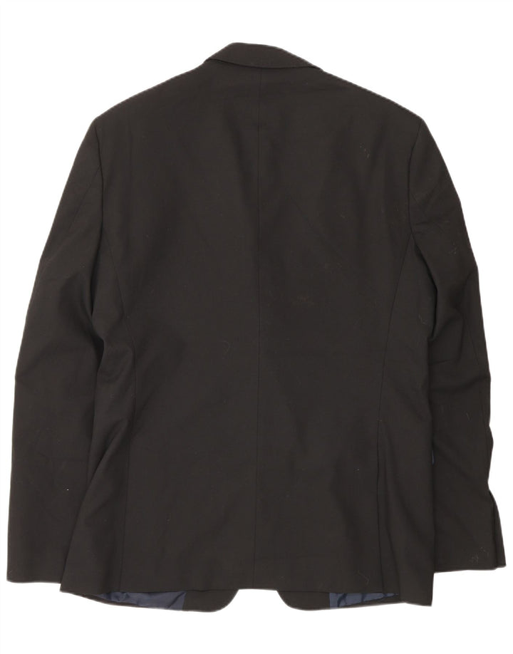 Zara Mens 2 Button Blazer Jacket EU 50 Medium Black Polyester