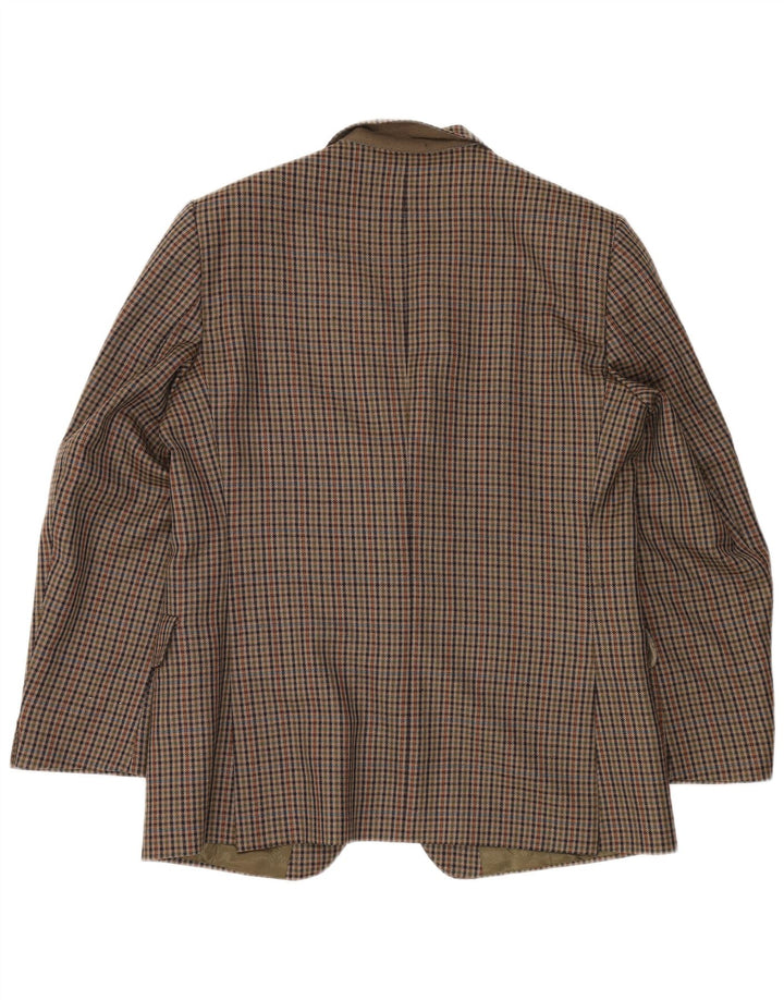 MAGEE Mens 2 Button Blazer Jacket UK 40 Large Khaki Check Wool