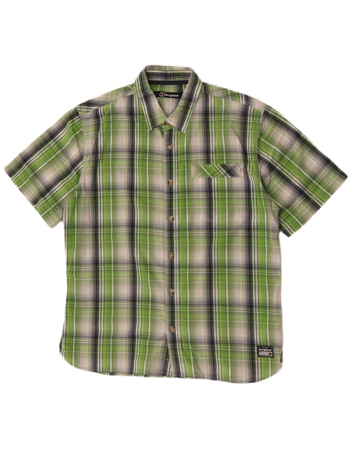 Berghaus Mens Short Sleeve Shirt Large Green Check Polyester