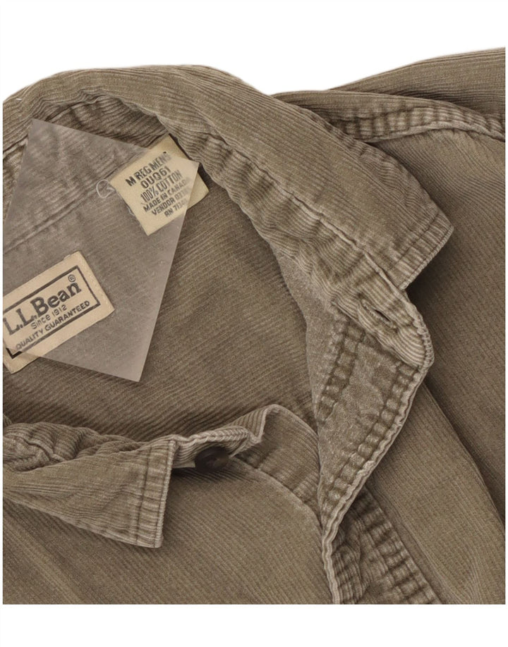 L.L.Bean Mens Corduroy Shirt Medium Khaki Cotton