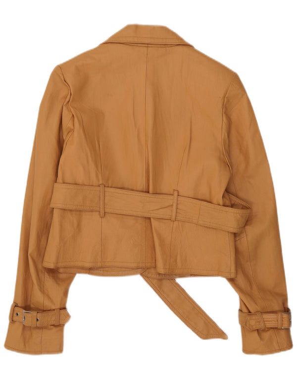 Vintage Womens Leather Jacket UK 12 Medium Beige Leather