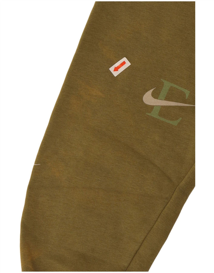 Nike Mens Graphic Hoodie Jumper Medium Khaki Cotton