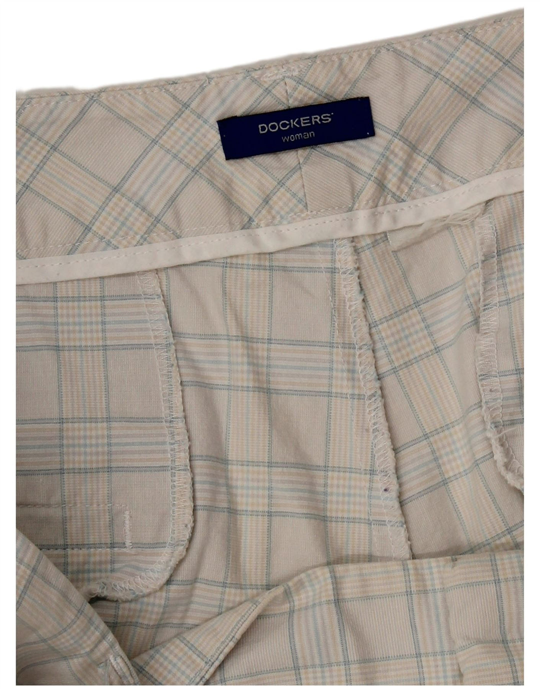 Dockers Womens Bermuda Shorts W38 XL Off White Plaid