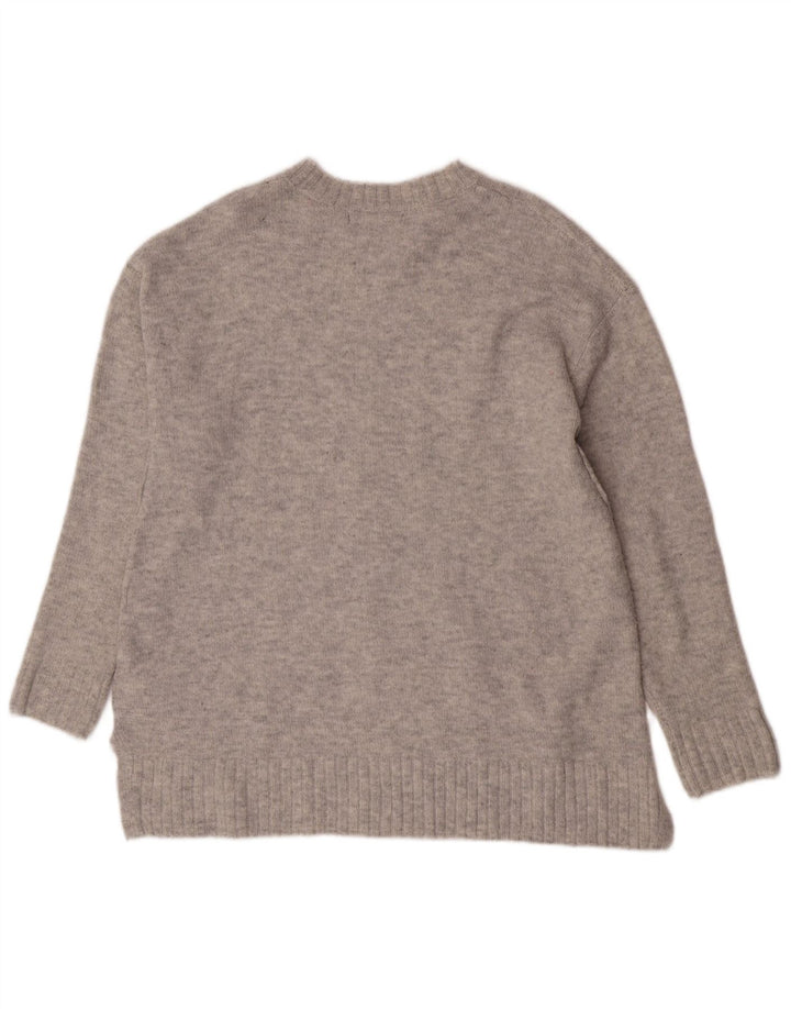 Marks & Spencer Womens Crew Neck Jumper Sweater UK 14 Medium Grey Acrylic