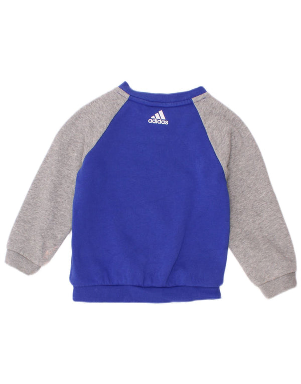 Adidas Baby Boys Graphic Sweatshirt Jumper 12-18 Months Blue Colourblock