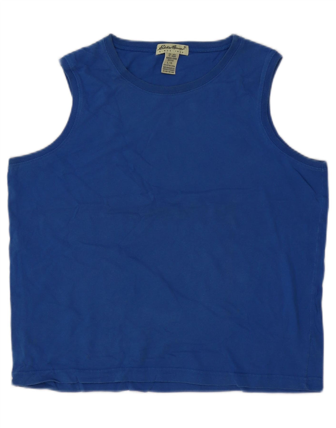 Eddie Bauer Womens Vest Top UK 16 Large Blue Cotton
