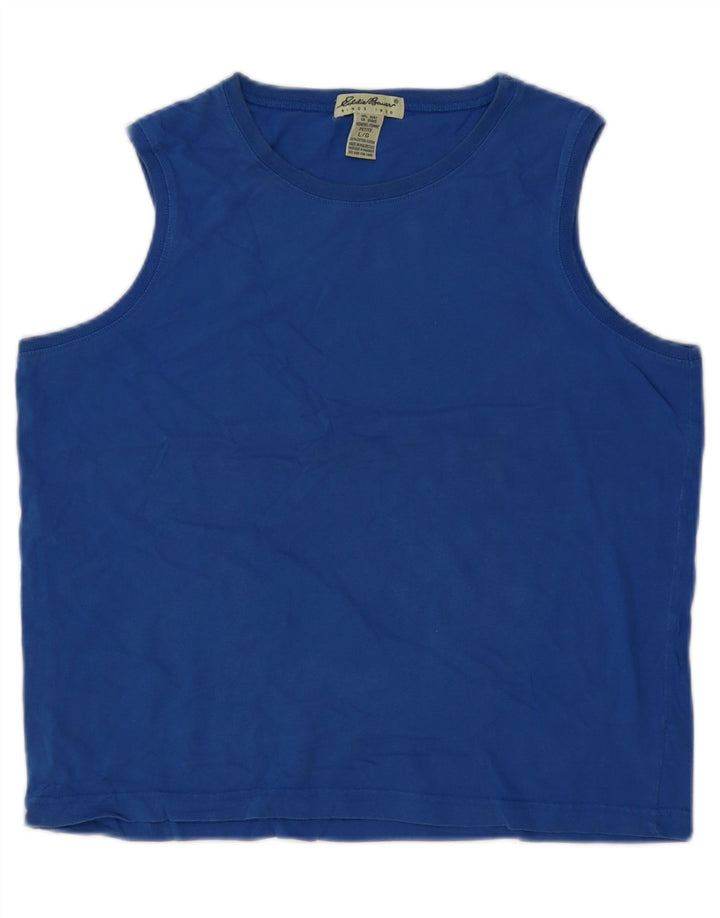 Eddie Bauer Womens Vest Top UK 16 Large Blue Cotton
