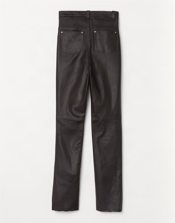 Calça feminina de couro de cintura alta Dakota W30 L34 preta