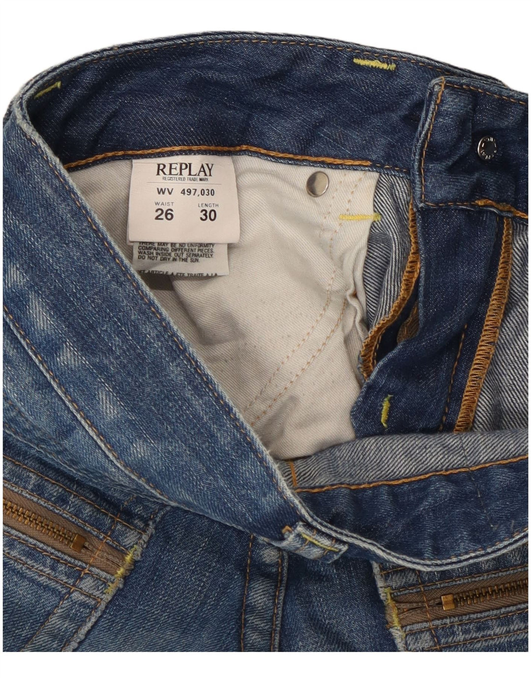 Replay Womens Straight Jeans W26 L30 Blue Cotton