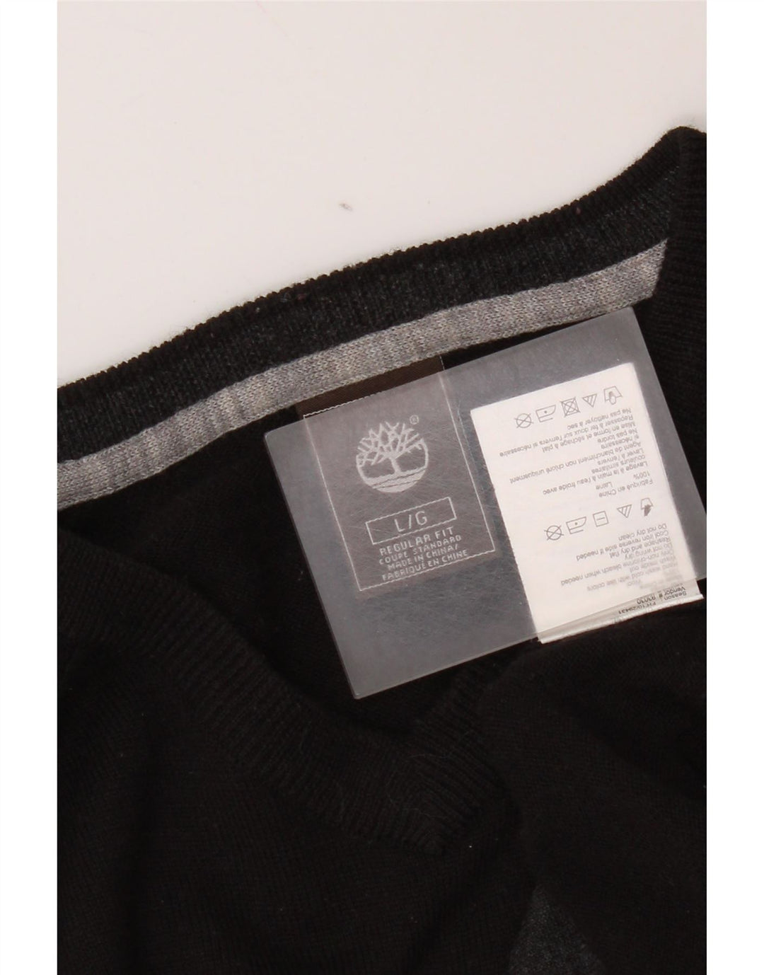 Timberland Mens Regular Fit V-Neck Jumper Sweater Large Black Wool