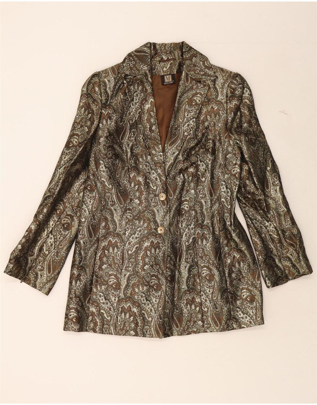 MADELEINE Womens 2 Button Blazer Jacket UK 14 Medium Brown Paisley Vintage Madeleine and Second-Hand Madeleine from Messina Hembry 