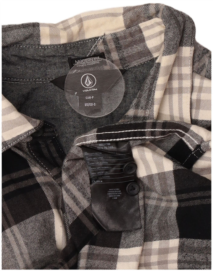 Volcom Mens Modern Fit Flannel Shirt Small Black Plaid Cotton
