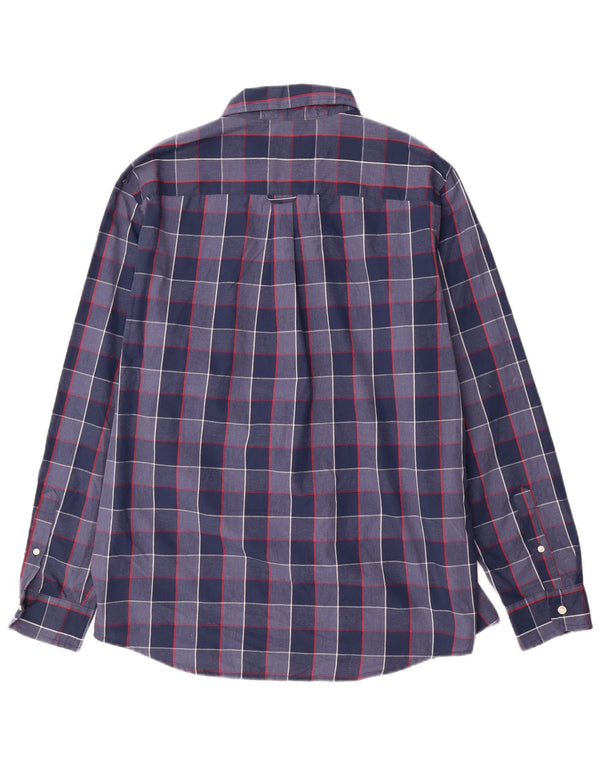 Chaps Ανδρικό πουκάμισο Easy Care Large Navy Blue Check Cotton