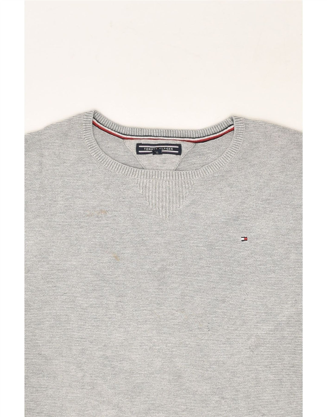 TOMMY HILFIGER Girls Crew Neck Jumper Sweater 9-10 Years Grey Cotton | Vintage Tommy Hilfiger | Thrift | Second-Hand Tommy Hilfiger | Used Clothing | Messina Hembry 