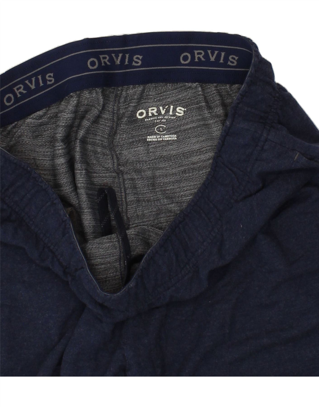 ORVIS Mens Tracksuit Trousers Large  Navy Blue Rayon Vintage Orvis and Second-Hand Orvis from Messina Hembry 