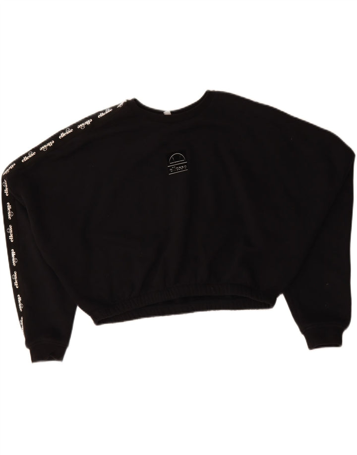 ELLESSE Womens Oversized Crop Sweatshirt Jumper UK 14 Medium  Black Vintage Ellesse and Second-Hand Ellesse from Messina Hembry 