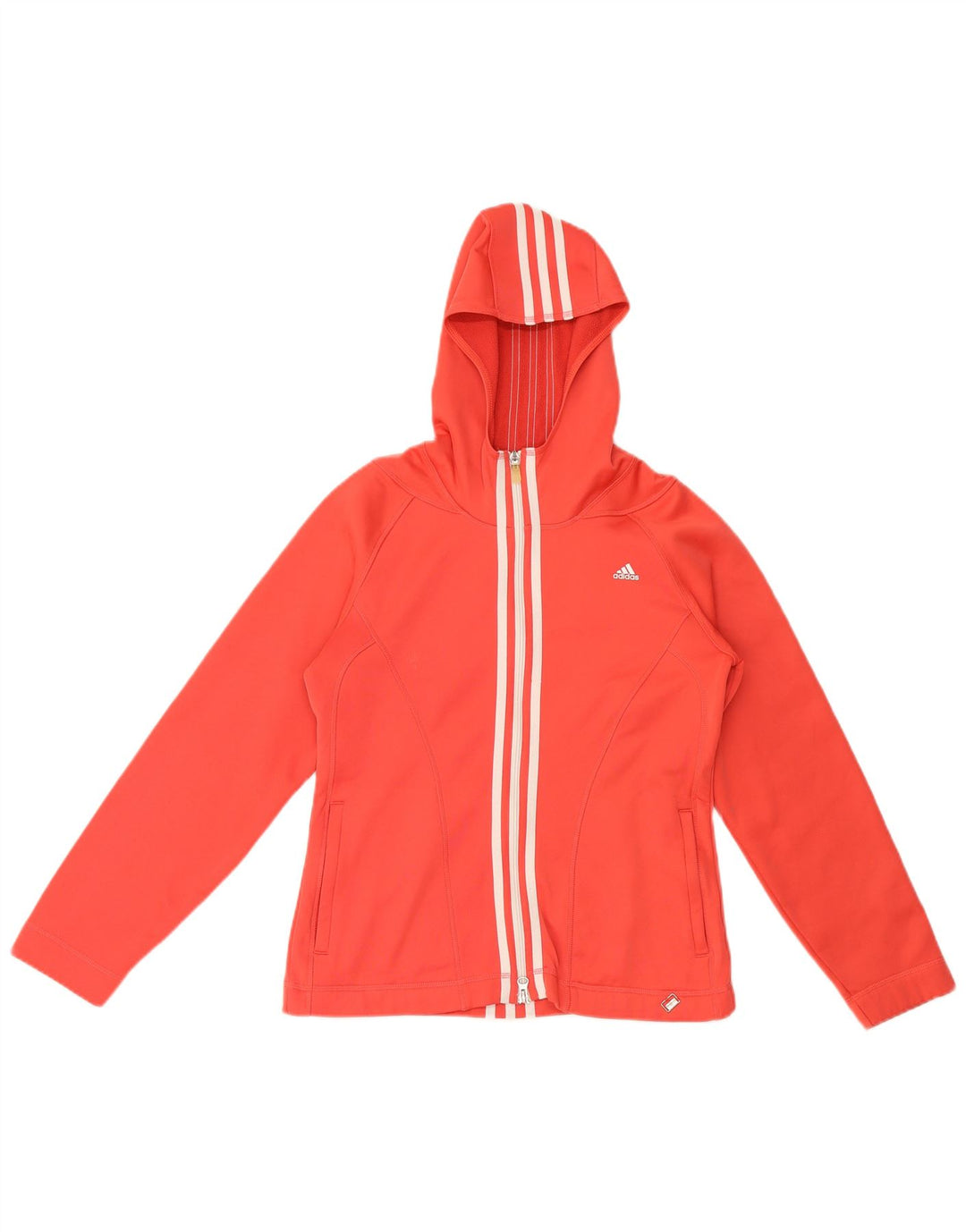 Adidas Womens Climawarm Zip Hoodie Sweater UK 12 Medium Red Polyester