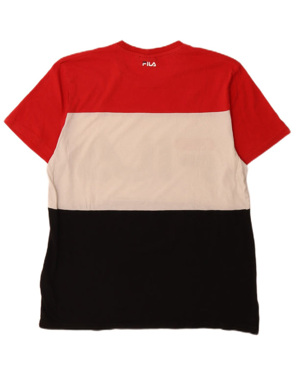 Fila Mens Graphic T-Shirt Top Médio Multicolorido Colorblock Algodão