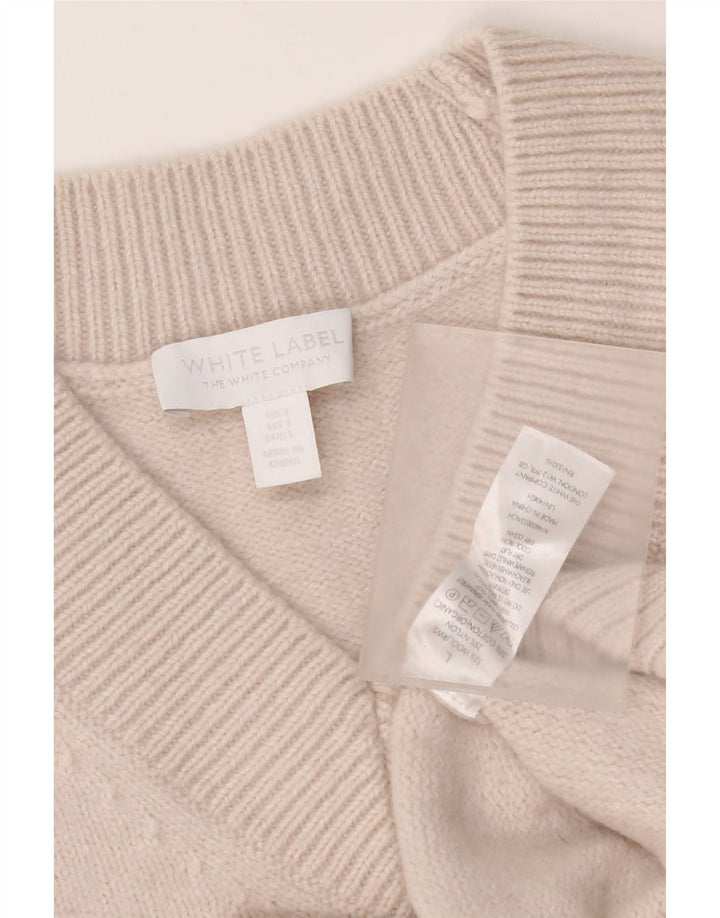 White Stuff Damen-Pullover, bauchfrei, V-Ausschnitt, Gr. 40, Größe L, graue Wolle