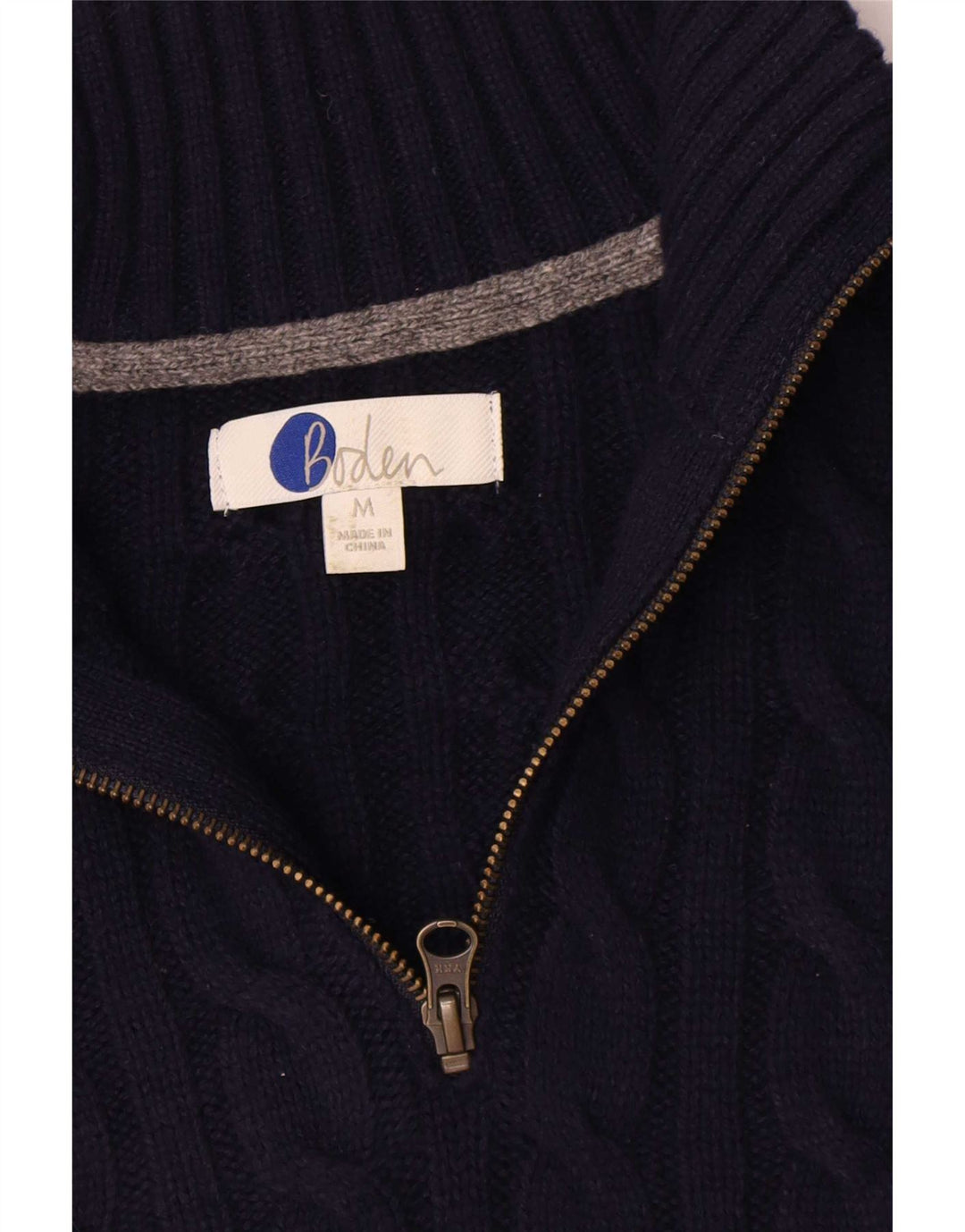 Boden Herre Zip Neck Jumper Sweater Medium Navy Blue Uld