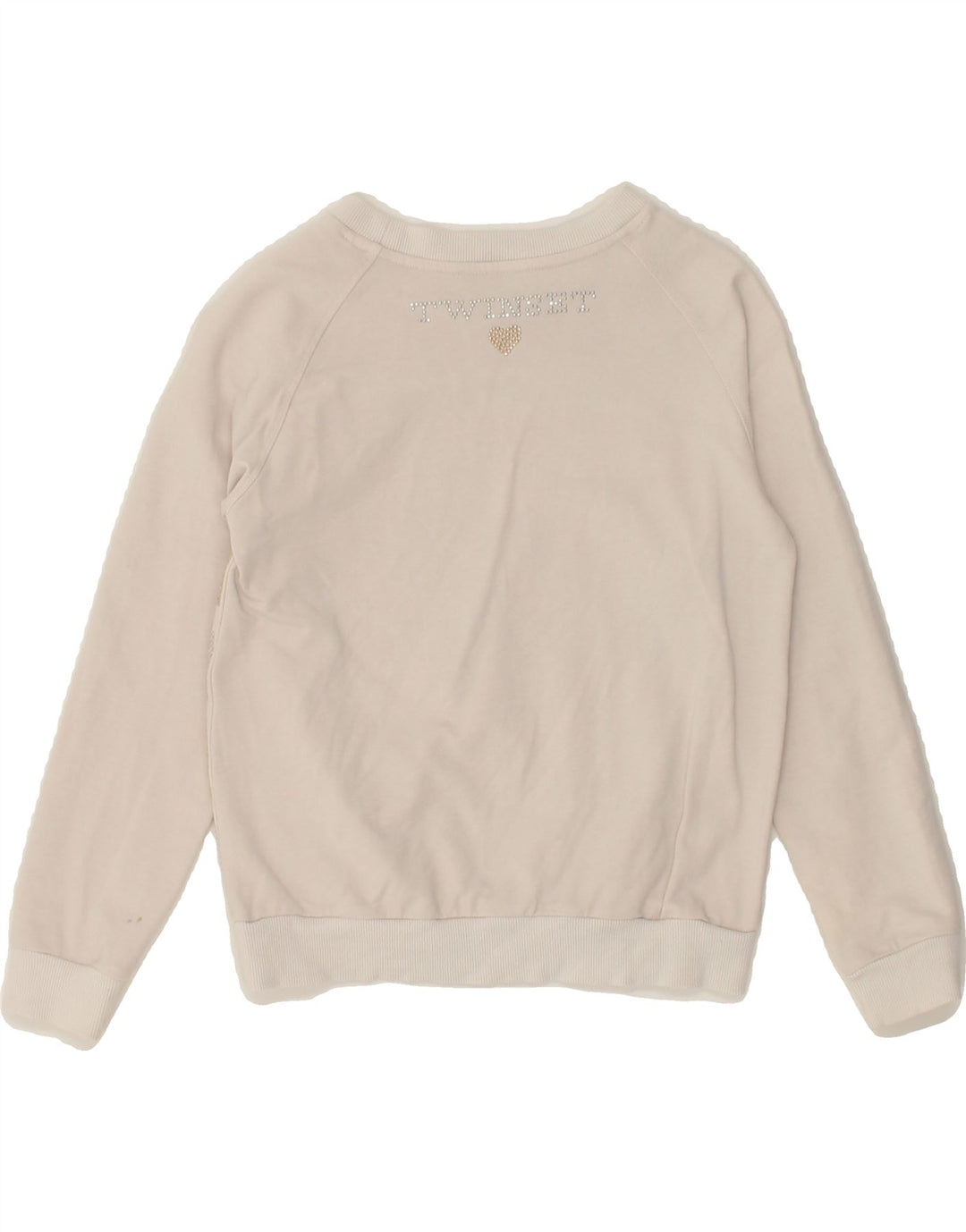 TWINSET Girls Graphic Sweatshirt Jumper 7-8 Years White Cotton Vintage Twinset and Second-Hand Twinset from Messina Hembry 