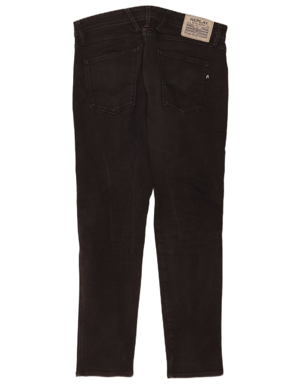 Replay Mens Anbass Slim Jeans W34 L32 Black Cotton