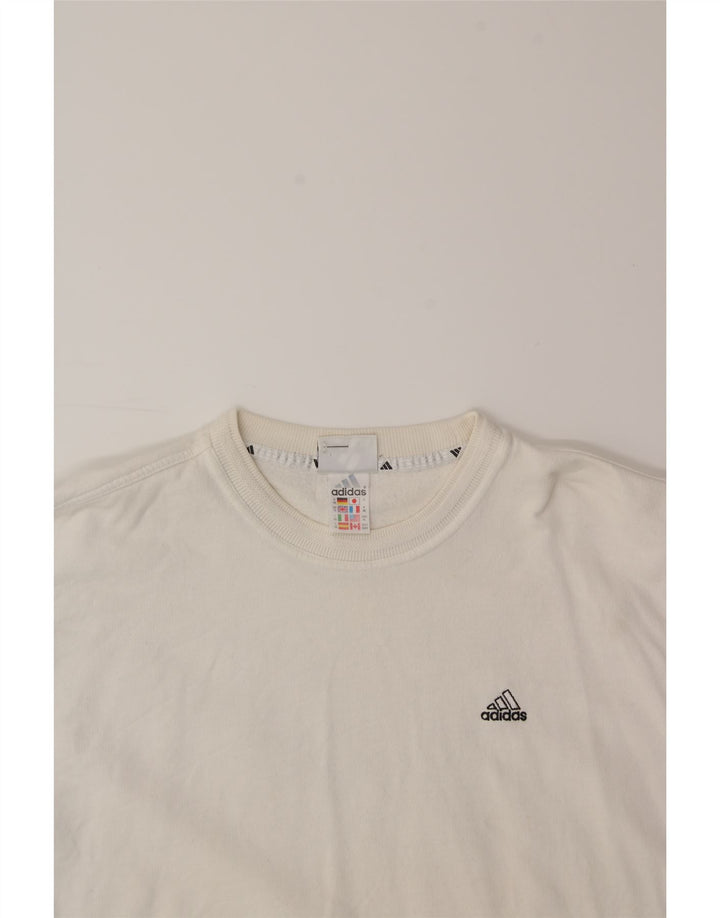 ADIDAS Womens Sweatshirt Jumper UK 18 XL  White Cotton Vintage Adidas and Second-Hand Adidas from Messina Hembry 