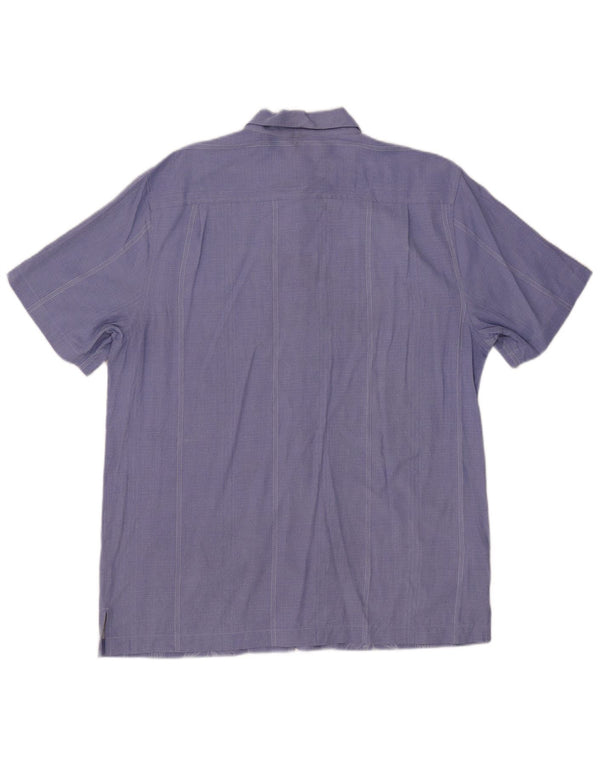 Tommy Bahama Herren-Kurzarmhemd, groß, blaues Blumenmuster, Seide