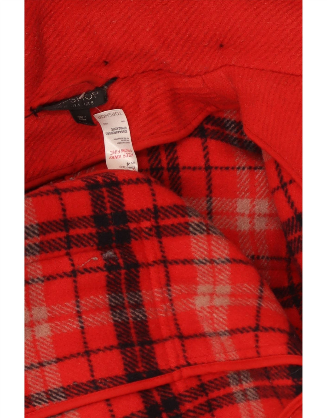 Topshop Womens Hooded Duffle Coat UK 8 Small  Red Wool