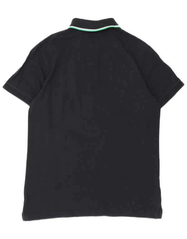 Fred Perry Mens Slim Fit Polo Shirt Large Black Striped Cotton