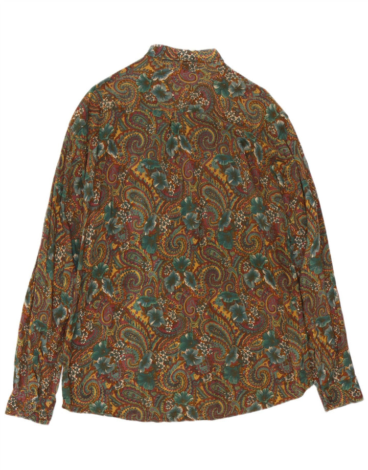 Vintage Mens Shirt Large Khaki Paisley