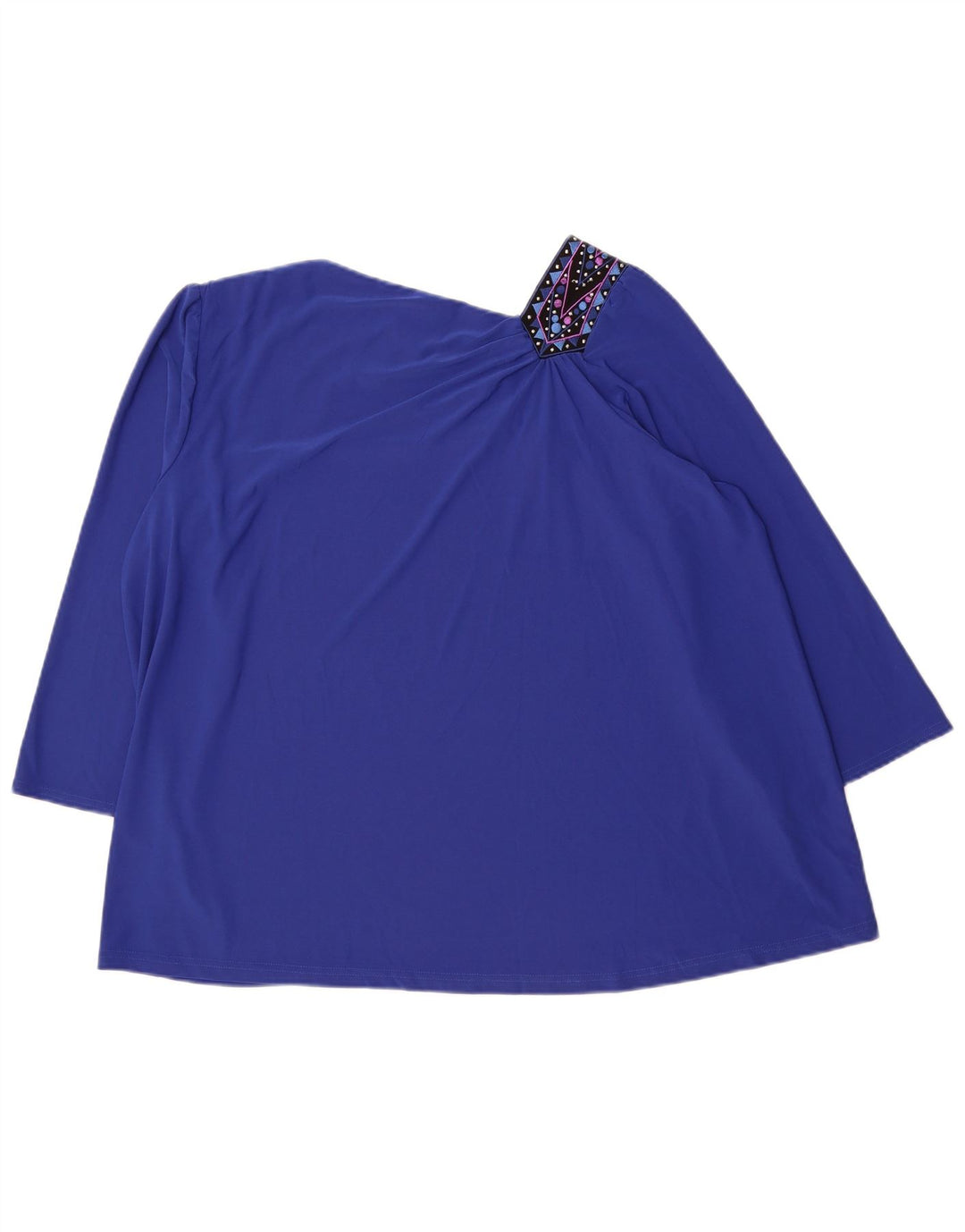 BOB MACKIE Womens Oversized 3/4 Sleeve Blouse Top UK 18 XL Blue Polyester