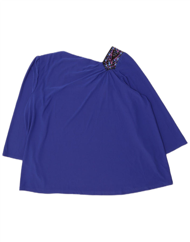BOB MACKIE Womens Oversized 3/4 Sleeve Blouse Top UK 18 XL Blue Polyester