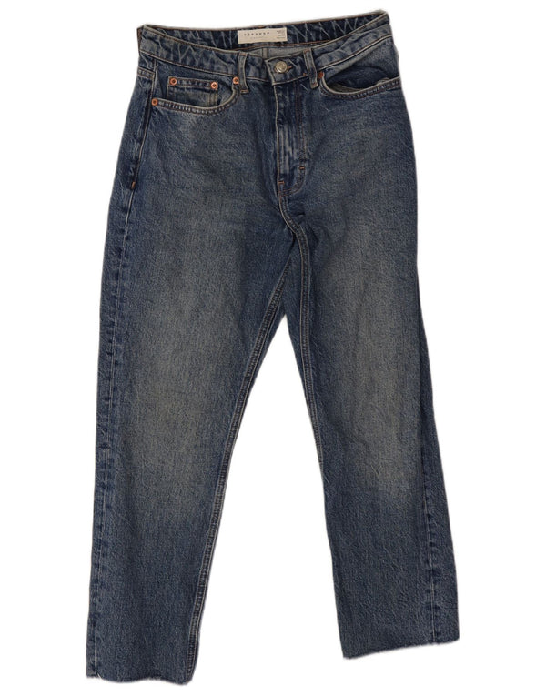 Женские укороченные прямые джинсы Topshop UK 8, маленькие, W26 L24, синие, хлопок
