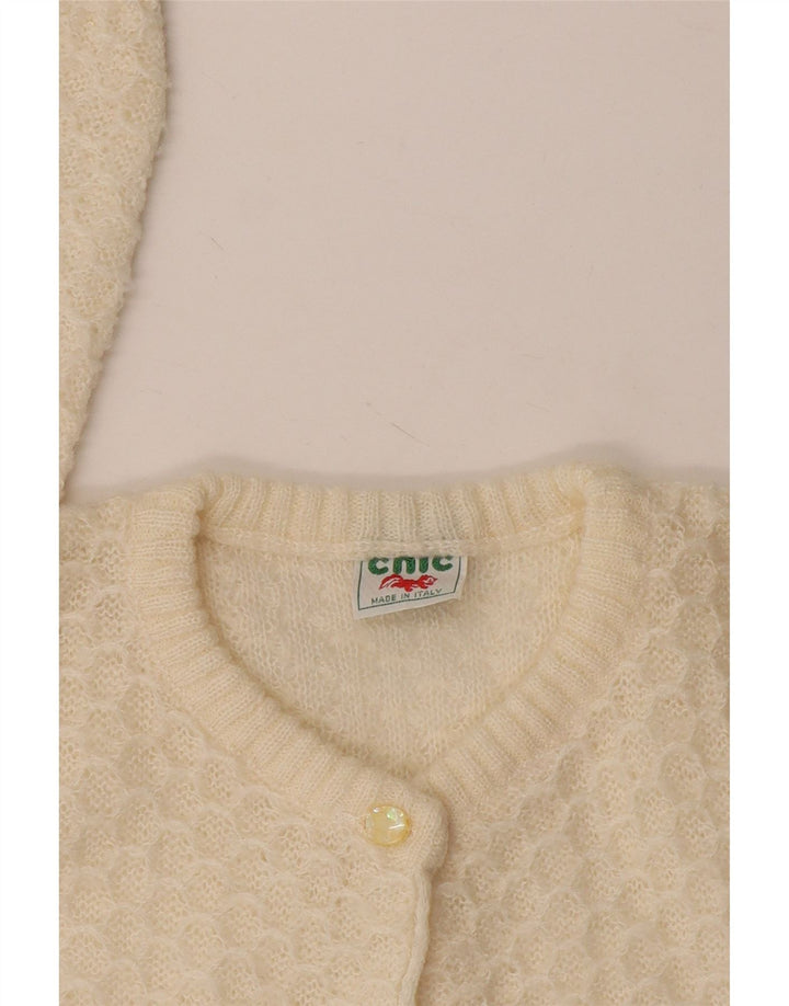 Vintage Womens Cardigan Sweater UK 10 Small Off White
