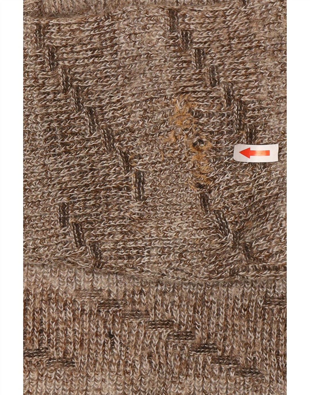 Vintage Womens Button Neck Jumper Sweater UK 16 Large Brown Striped Wool