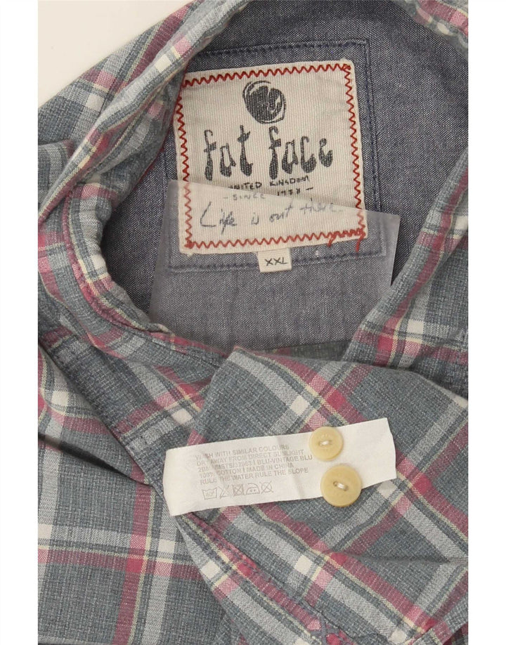 Fat Face Mens Regular Fit Shirt 2XL Grey Plaid Cotton