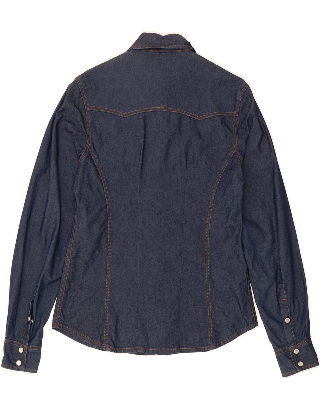 BOOSLEY Womens Denim Shirt UK 12 Medium Navy Blue Cotton Vintage Boosley and Second-Hand Boosley from Messina Hembry 