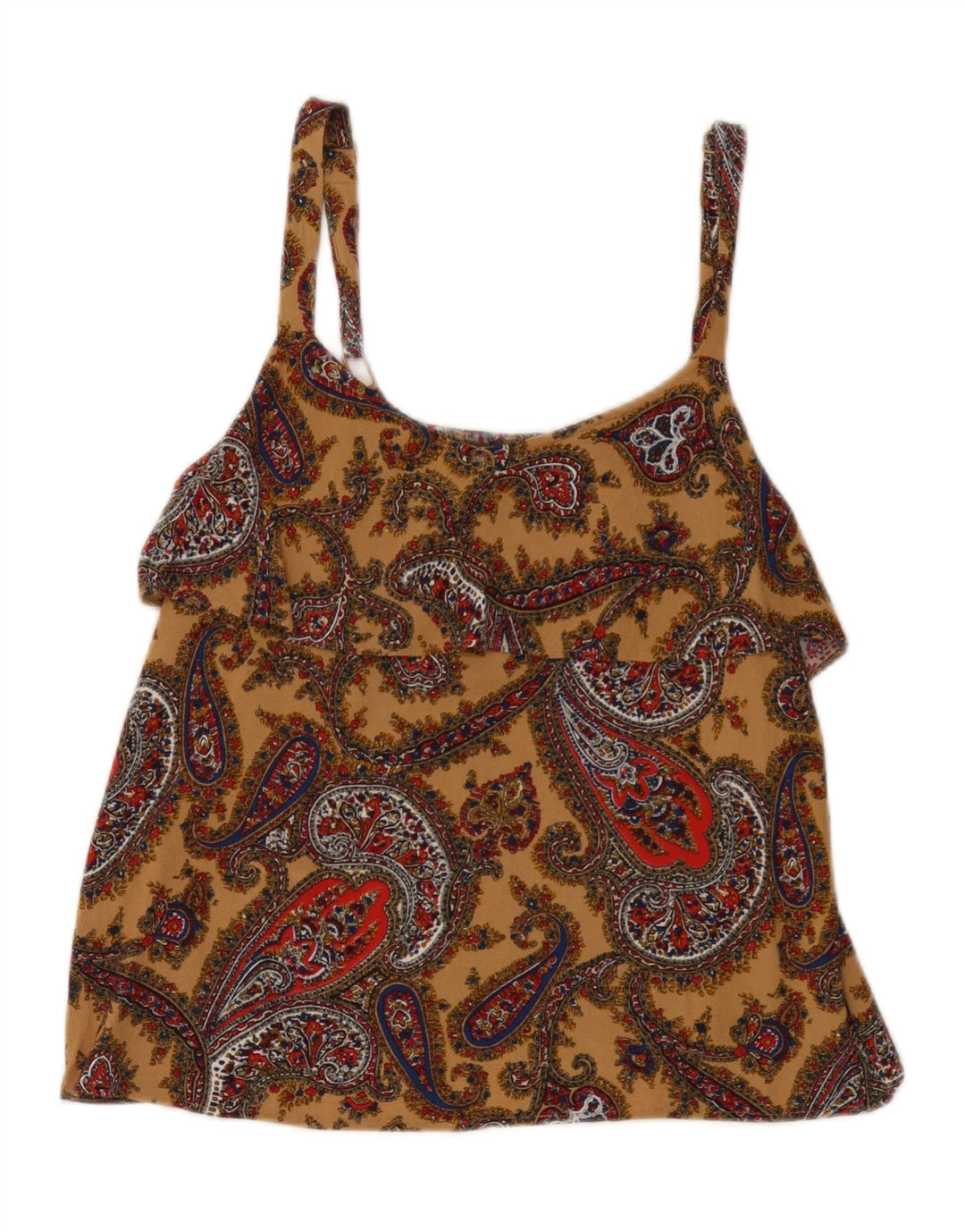 Fat Face Womens Crop Cami Top UK 12 Medium Brown Paisley Viscose