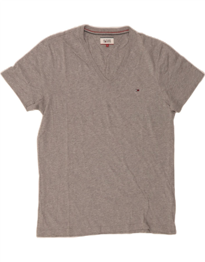 TOMMY HILFIGER Mens T-Shirt Top Large Grey Cotton Vintage Tommy Hilfiger and Second-Hand Tommy Hilfiger from Messina Hembry 