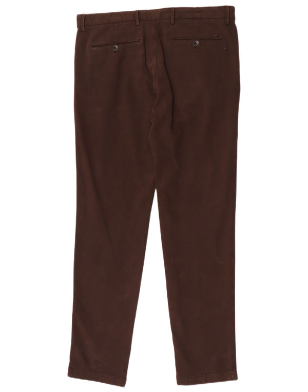 Massimo Dutti Mens Slim Fit Chino Trousers EU 44 Large W34 L31 Brown Cotton