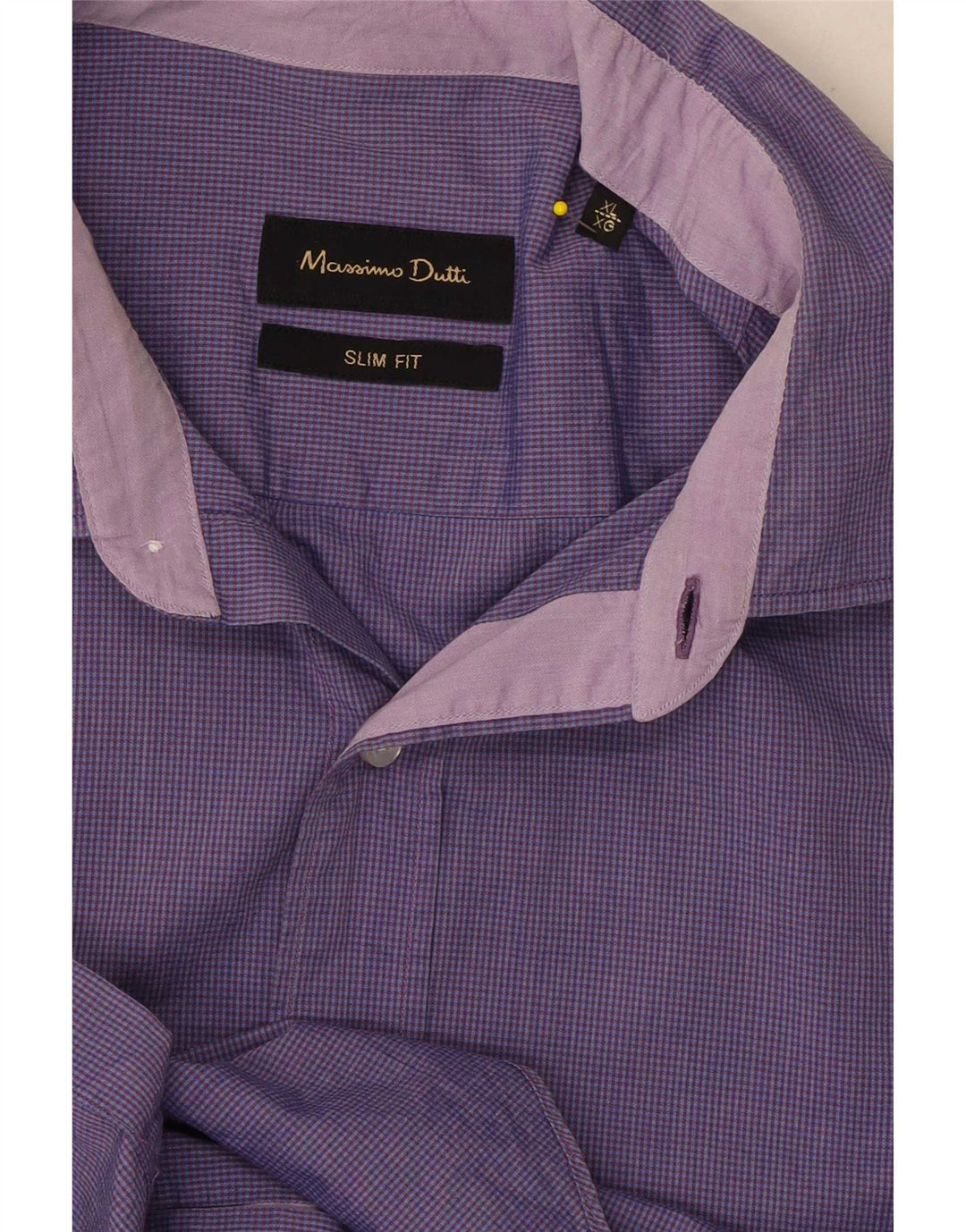 Massimo Dutti Mens Slim Fit Shirt XL Purple Gingham