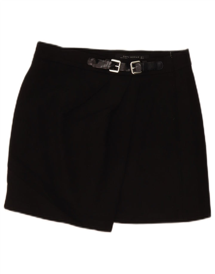Zara Asymmetrischer Wickelrock für Damen, Größe S, W27, Schwarz