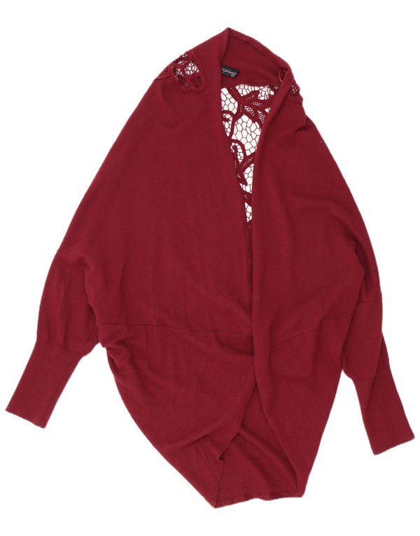 Topshop Womens Oversized Longline Cardigan Sweater UK 10 Small Burgundy