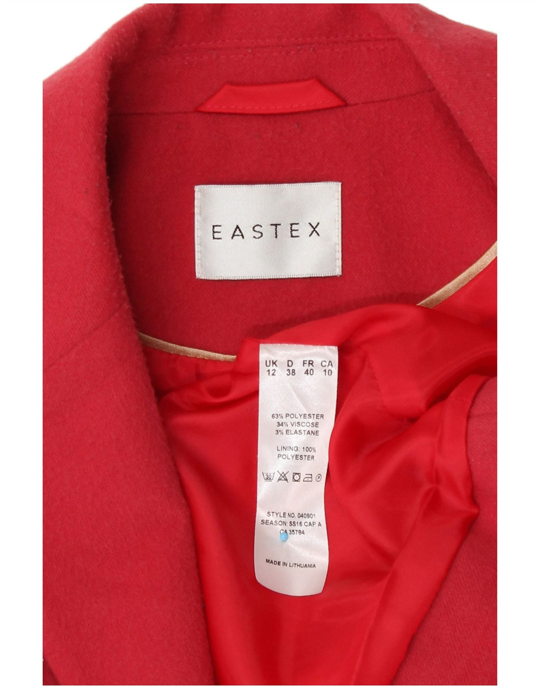 Eastex Womens 3 Button Blazer Jacket UK 12 Medium  Red Polyester