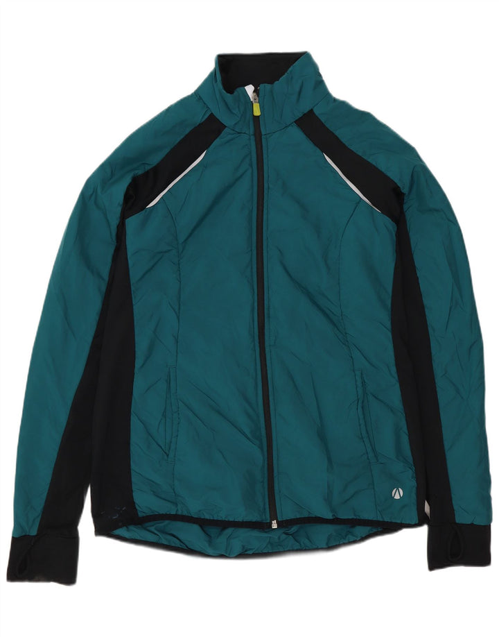 Marks & Spencer Womens Tracksuit Top Jacket UK 14 Large Green Colourblock